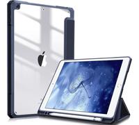 Coque Compatible avec iPad 10.2 Pouces 9ème/8ème/7ème Génération (2021/2020/2019) - [Rangement de Stylet] Housse Arrière Transparente Claire Etui Antichoc Bords en TPU, Bleu Marine