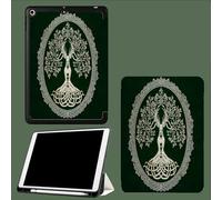 Coque Compatible avec iPad 10e génération 10,9 Pouces 2022 avec Porte-Stylo, Support Fin Coque Auto réveillé/Sommeil Arbre La Vie Cerf Racines D'Arbres-Vert Olive
