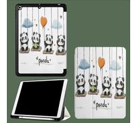 Coque Compatible avec iPad 10e génération 10,9 Pouces 2022 avec Porte-Stylo, Support Fin Coque Auto réveillé/Sommeil Panda sur Une Balançoire Réalistes Animaux-Blanc