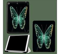 Coque Compatible avec iPad 10e génération 10,9 Pouces 2022 avec Porte-Stylo, Support Fin Coque Auto réveillé/Sommeil Papillon Vert Insectes Dessins Animés-Noir