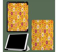 Coque Compatible avec iPad 10e génération 10,9 Pouces 2022 avec Porte-Stylo, Support Fin Coque Auto réveillé/Sommeil Fleurs Mignonnes Dessin Animé Drôle Floral-Jaune