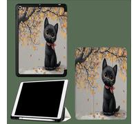 Coque Compatible avec iPad 10e génération 10,9 Pouces 2022 avec Porte-Stylo, Support Fin Coque Auto réveillé/Sommeil Chat Écharpe À Pois Dessins Animés Animaux-Gris