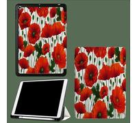 Coque Compatible avec iPad 10e génération 10,9 Pouces 2022 avec Porte-Stylo, Support Fin Coque Auto réveillé/Sommeil Aquarelle Fleurs Pavot Abstrait Floral-Rouge