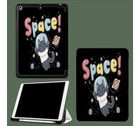 Coque Compatible avec iPad 10e génération 10,9 Pouces 2022 avec Porte-stylos, Support Fin avec Coque arrière Doux avec Auto réveillé/Sommeil Chat Dessin Animé Mignon Espace Animaux-Noir