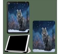 Coque Compatible avec iPad 10e génération 10,9 Pouces 2022 avec Porte-stylos, Support Fin avec Coque arrière Doux avec Auto réveillé/Sommeil Chat sur La Neige Hiver Animaux-Bleu