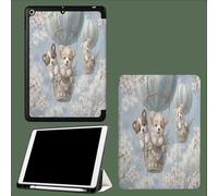 Coque Compatible avec iPad 10e génération 10,9 Pouces 2022 avec Porte-stylos, Support Fin avec Coque arrière Doux avec Auto réveillé/Sommeil Chiot Mignon Dessins Animés Animaux-Bleu Clair