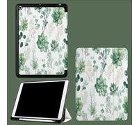 Coque Compatible avec iPad 10e génération 10,9 Pouces 2022 avec Porte-stylos, Support Fin avec Coque arrière Doux avec Auto réveillé/Sommeil Plantes Succulentes Feuilles Eucalyptus-Blanc
