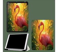 Coque Compatible avec iPad 10e génération 10,9 Pouces 2022 avec Porte-stylos, Support Fin avec Coque arrière Doux avec Auto réveillé/Sommeil Flamant Plantes Tropicales-Jaune