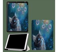 Coque Compatible avec iPad 10e génération 10,9 Pouces 2022 avec Porte-stylos, Support Fin avec Coque arrière Doux avec Auto réveillé/Sommeil Chat Rêveur Animaux Mignons-Bleu