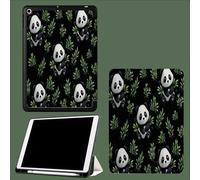 Coque Compatible avec iPad 10e génération 10,9 Pouces 2022 avec Porte-stylos, Support Fin avec Coque arrière Doux avec Auto réveillé/Sommeil Adorable Panda Géant Dessins Animés Animaux-Noir