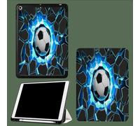 Coque Compatible avec iPad 9e/8e/7e Génération 10.2 Pouces (2021/2020/2019) - [Rangement de Pencil], Réveil/Veille Automatique Football Dessin Animé Résumé Lignes-Noir
