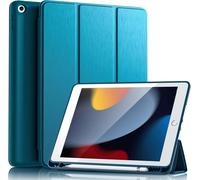 Coque Compatible avec iPad 9ème/8ème/7ème Génération, Modèle 2021/2020/2019, Housse Étui avec Pencil Holder pour iPad 10.2, Veille/Réveil Automatique Paon Bleu