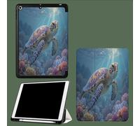 Coque Compatible avec Ipad A16 11èMe 2025 11 Pouces, Housse De Protection Ultra Fin Housse en TPU pour Ipad 11e 2025,Veille/RéVeil Automatique Élégante Tortue De Mer Monde sous-Marin-Bleu