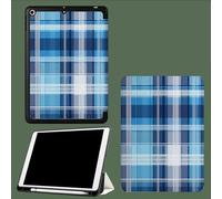 Coque Compatible avec Ipad A16 11èMe 2025 11 Pouces, Housse De Protection Ultra Fin Housse en TPU pour Ipad 11e 2025,Veille/RéVeil Automatique Écosse Plaid Moderne Géométrique-Bleu