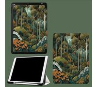 Coque Compatible avec Ipad A16 11èMe 2025 11 Pouces, Housse De Protection Ultra Fin Housse en TPU pour Ipad 11e 2025,Veille/RéVeil Automatique Forêt Plantes Feuilles Montagnes-Jaune-Vert