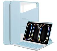 Coque Compatible avec iPad Pro 13 Pouces M4 2024 7ème Génération, Clavier Sans Fil Amovible S Pen Holde, Rotation à 360 Degrés Folio Flip Translucide Souple TPU Couverture Voiture