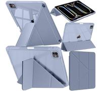 Coque Compatible avec iPad Pro 13 Pouces M4 (2024) avec Porte-Pencil, Transparente Antichoc, Support Pliable 6 en 1, Support Pencil Pro/USB-C, Réveil/Sommeil Auto, Lavande