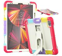 Coque Compatible avec iPad Pro 5/4/3 génération 12,9" 2021/2020/2018 avec Porte-Crayon, Coque de Protection Robuste et résistante aux Chocs avec béquille Invisible - Rouge Camouflage