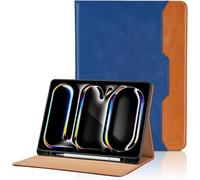 Coque Compatible Avec Ipad Pro M4 2024 11 Pouces Étui Cover En Pu Tablette Avec Poche Et Porte-Stylo,Flip Portefeuille Housse Avec Protection Auto Réveil/Sommeil,Fonction Support (Bleu)