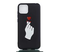 Coque Compatible avec iPhone 12 Mini Silicone Noir Motif Drôle Antichoc Ultra Fine Slim Kawaii Design Étui Bumper TPU Case Cover Housse pour Femme Fille Homme Cœur