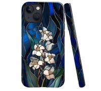 Coque compatible avec iPhone 14, coque rigide hybride brillante à 2 couches, résistante aux chocs, douce pour fille et femme, verre teinté fleur sauvage lys