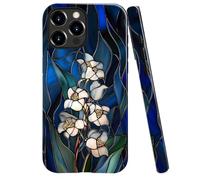 Coque compatible avec iPhone 14 Pro Max, coque rigide hybride brillante à 2 couches, résistante aux chocs, douce pour fille et femme, verre teinté fleur sauvage lys