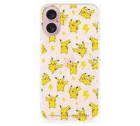 Coque compatible avec iPhone 16 Officiel Pokémon Pikachu Motif pour protéger votre mobile. Coque en silicone transparente souple sous licence officielle Pokémon