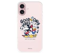 Coque compatible avec iPhone 16 officielle Disney Good Vibes Only pour protéger votre téléphone portable Coque en silicone transparente souple sous licence officielle Disney Classic