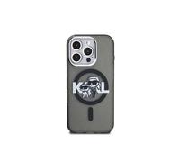 Coque compatible avec iPhone 16 Pro Max Karl Lagerfeld Licence Glitter Karl & Choupette Sketch Logo Noir