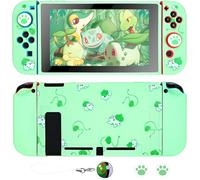 Coque Compatible avec la Switch,Coque Mince au Toucher Doux avec 2 Capuchons de Poignée de Pouce et Breloque Elf Balls,Absorption des Chocs et Anti-Rayures,Grenouille Verte