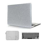 Coque Compatible avec MacBook 12 Pouces 2017 2016 2015 Version A1534 avec Retina Display, Étui Rigide Protecteur en Cuir PU et Housse de Clavier et Sac de Transport, Argent