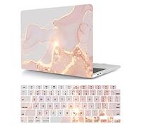 Coque Compatible avec MacBook Air 11 Pouces 2015 2014 2013 2012 2011 2010 Version A1465 A1370, Étui Rigide Protecteur en Plastique et Housse de Clavier, Rose et Doré