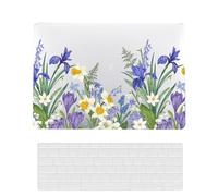 Coque Compatible avec Macbook Air 11 Pouces Modèle A1465 A1370 2015 2014 2013 2012 2011 2010, Plastique Case Rigide Housse Étui & Protection Clavier, Fleurs Violettes