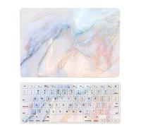 Coque Compatible avec MacBook Air 13,6 Pouces 2022 M2 Version A2681 avec Liquid Retina Display Touch ID, Étui Rigide Protecteur en Plastique et Housse de Clavier, Marbre Clair