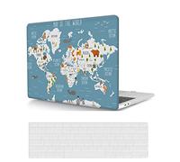 Coque Compatible avec MacBook Air 13 Pouces 2017 2016 2015 2014 2013 2012 2011 2010 Version A1466 A1369, Étui Rigide Protecteur en Plastique et Housse de Clavier, Carte du Monde