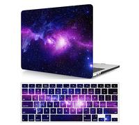 Coque Compatible avec MacBook Air 13 Pouces 2020 2019 2018 Version A2337 M1 A2179 A1932 avec Retina Display Touch ID, Étui Rigide Protecteur en Plastique et Housse de Clavier, Galaxie Violette