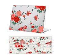 Coque Compatible avec Macbook Air 13 Pouces A2681 A3113 M2 M3 avec Liquid Retina Display Touch ID 2022 2024, Housse Étui Rigide de Protection Mat en Plastique & Protection Clavier, Fleurs Roses