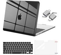 Coque Compatible avec MacBook Air 13 Pouces M4 M3 M2 2025 2024 2023 2022 A3240 A3113 A2681,Protection Coque Rigide&Housse Clavier&Protecteur d'écran&2 Adaptateur Type C,Fumer Noir