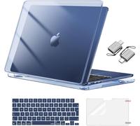 Coque Compatible avec MacBook Air 13 Pouces M4 M3 M2 2025 2024 2023 2022 A3240 A3113 A2681,Protection Coque Rigide&Housse Clavier&Protecteur d'écran&2 Adaptateur Type C,Minuit Cristal