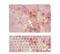 Coque Compatible avec Macbook Air 13 Pouces Modèle A2681 M2 2022 avec Liquid Retina Display Touch ID, Plastique Case Rigide Housse Étui & Protection Clavier, Or Rose