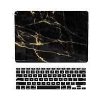 Coque Compatible avec Macbook Air 15 Pouces Modèle A2941 M2 2023 avec Liquid Retina Display Touch ID, Plastique Case Rigide Housse Étui & Protection Clavier, Or Noir