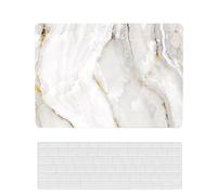 Coque Compatible avec Macbook Air 15 Pouces Modèle A2941 M2 2023 avec Liquid Retina Display Touch ID, Plastique Case Rigide Housse Étui & Protection Clavier, Marbre Blanc