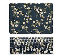 Coque Compatible avec MacBook Pro 13 Pouces 2020 2019 2018 2017 2016 Version A2338 M1 A2289 A2251 A2159 A1989 A1708 A1706, Étui Rigide Protecteur en Plastique et Housse de Clavier, Fleur Blanche