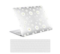 Coque Compatible avec Macbook Pro 13 Pouces Modèle A2338 M1 A2289 A2251 A2159 A1989 A1708 A1706 2020 2019 2018 2017 2016, Plastique Case Rigide Housse & Protection Clavier, Marguerite Blanche