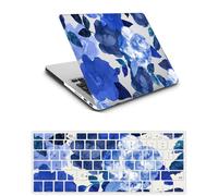 Coque Compatible avec Macbook Pro 13 Pouces Modèle A2338 M1 A2289 A2251 A2159 A1989 A1708 A1706 2020 2019 2018 2017 2016, Plastique Case Rigide Housse & Protection Clavier, Fleur Bleue