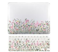 Coque Compatible avec MacBook Pro 15 Pouces Modèle A1990 A1707 avec Touch Bar and Touch ID 2019 2018 2017 2016, Plastique Case Rigide Housse Étui & Protection Clavier, Papillon Rose