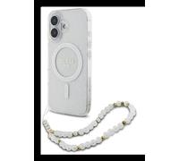 Coque compatible avec Magsafe pour iPhone 16 GUESS sous licence GUESS Bracelet en silicone transparent