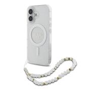 Coque compatible avec Magsafe pour iPhone 16 GUESS sous licence GUESS Bracelet en silicone transparent