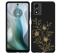 Coque Compatible avec Motorola Moto E14 Coque en Silicone Noir - Mystic Flower