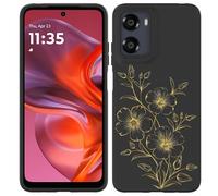 Coque Compatible avec Motorola Moto E15 Coque en Silicone Noir - Mystic Flower